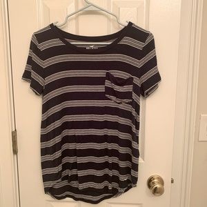 Hollister Navy Blue/White Striped Shirt, Easy T-Shirt from Must Have Collection